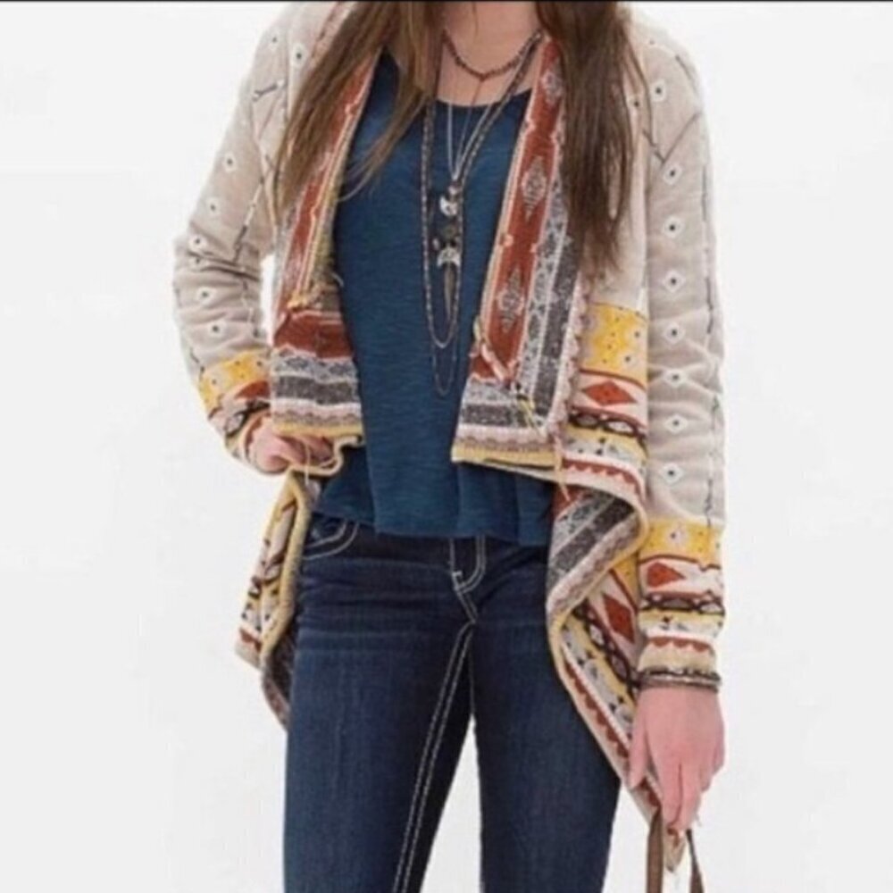 Anthropologie Freeway SZ M Cotton Blend Cardigan Boho Southwestern Ranch Western